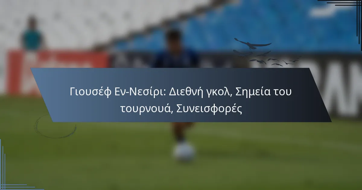 Γιουσέφ Εν-Νεσίρι: Διεθνή γκολ, Σημεία του τουρνουά, Συνεισφορές